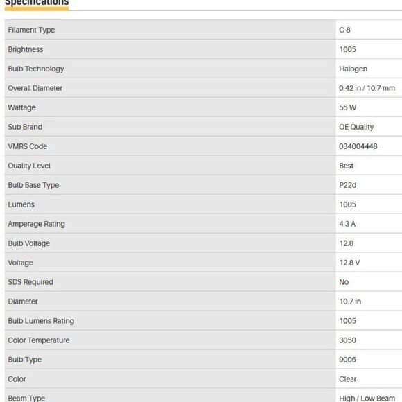 NAPA OE Quality 9006 Headlight / FogLight Bulb (Pack of 1) | New - Picture 3 of 4